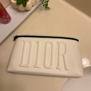 NWOT White Dior makeup bag